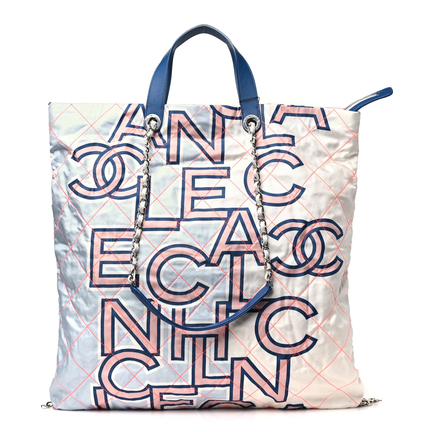 Chanel Nylon Stitched Printed Logo Shopping Bag Multicolor 1 of 10
