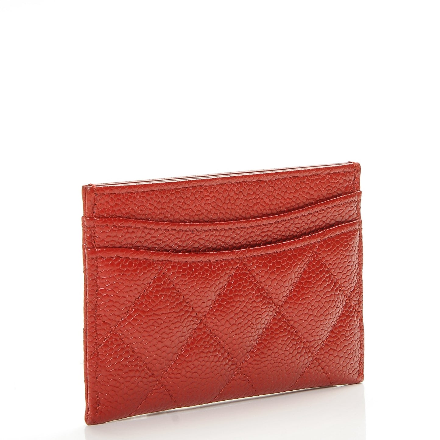 Caviar Quilted Card Holder Red