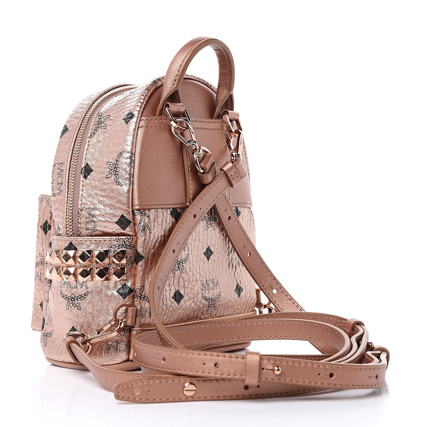 Metallic Visetos Studded X-Mini Bebe Boo Backpack Champagne Gold