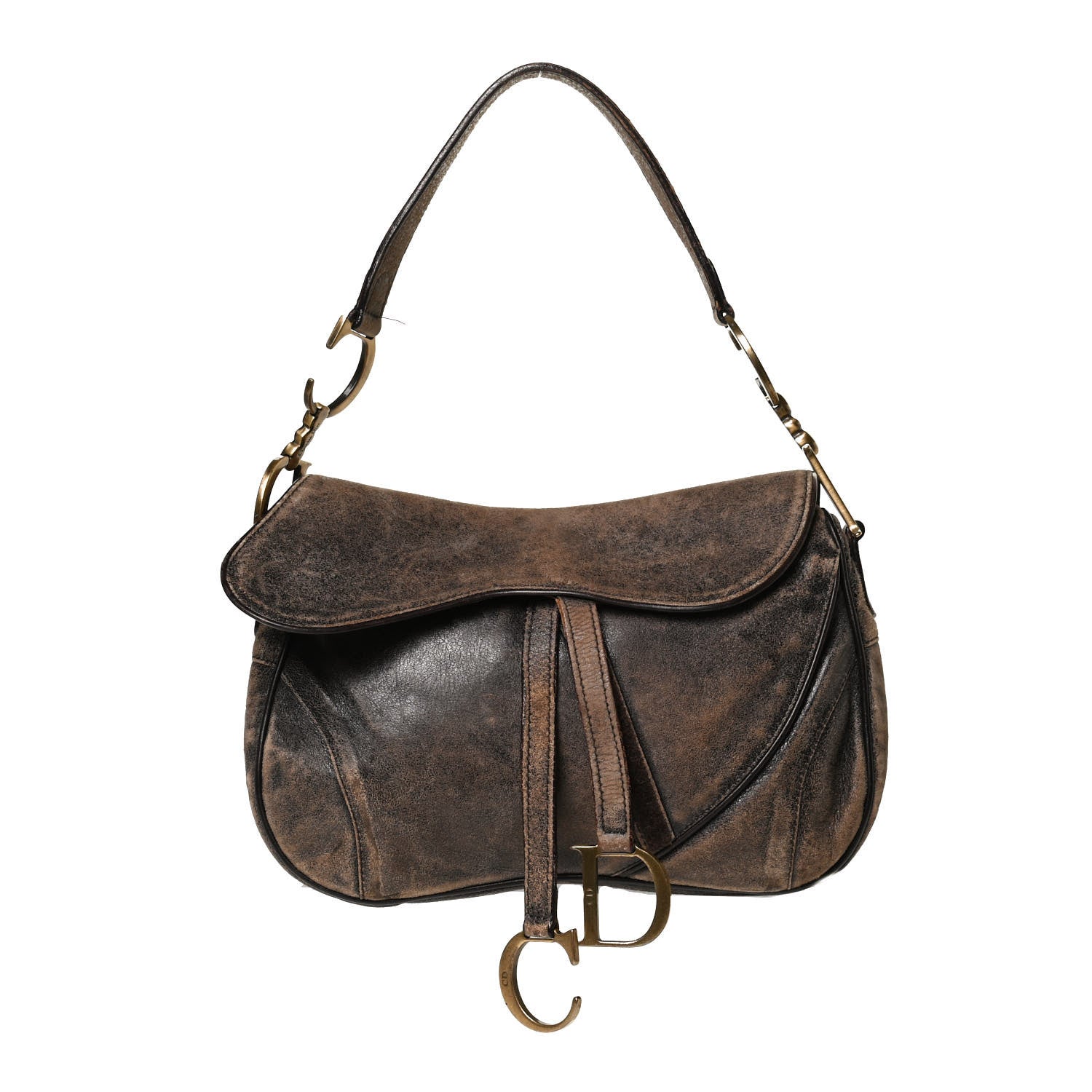 Christian Dior Calfskin Double Saddle Bag Brown 1 of 11