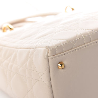 Christian Dior Lambskin Cannage Medium Lady Dior Light Beige 10 of 25