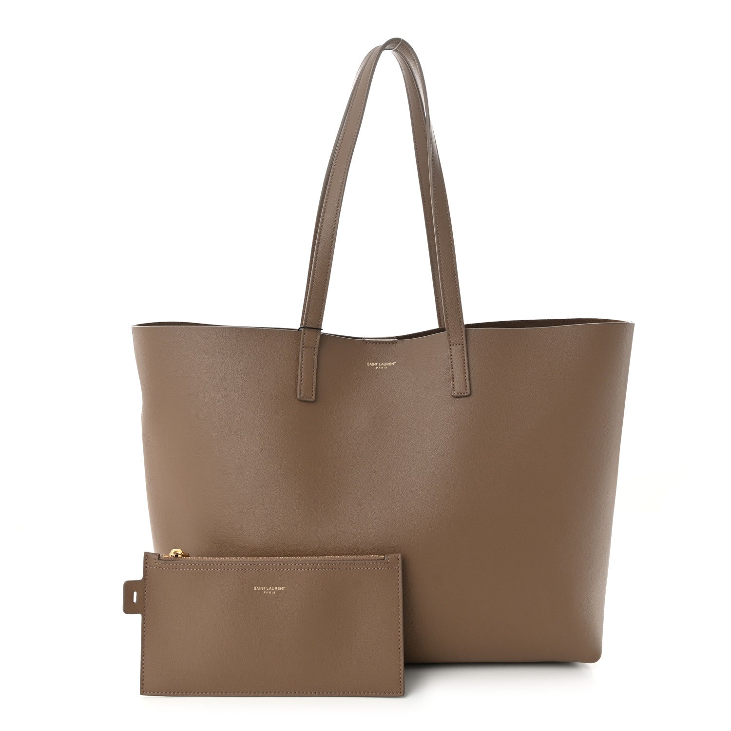 Saint Laurent Calfskin Large Shopping Tote Taupe 1 of 11