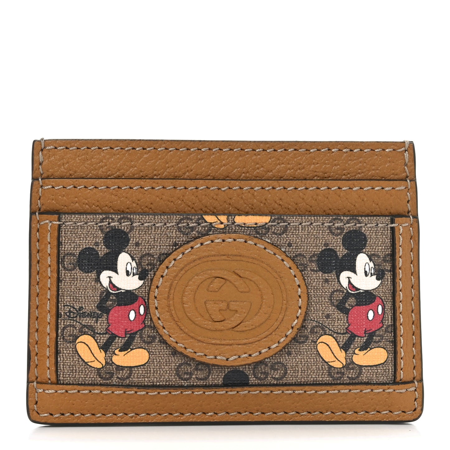 X DISNEY Mini Vintage GG Supreme Monogram Mickey Mouse Card Holder Beige Vintage Sun Oil