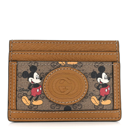 Gucci X DISNEY Mini Vintage GG Supreme Monogram Mickey Mouse Card Holder Beige Vintage Sun Oil 1 of 8