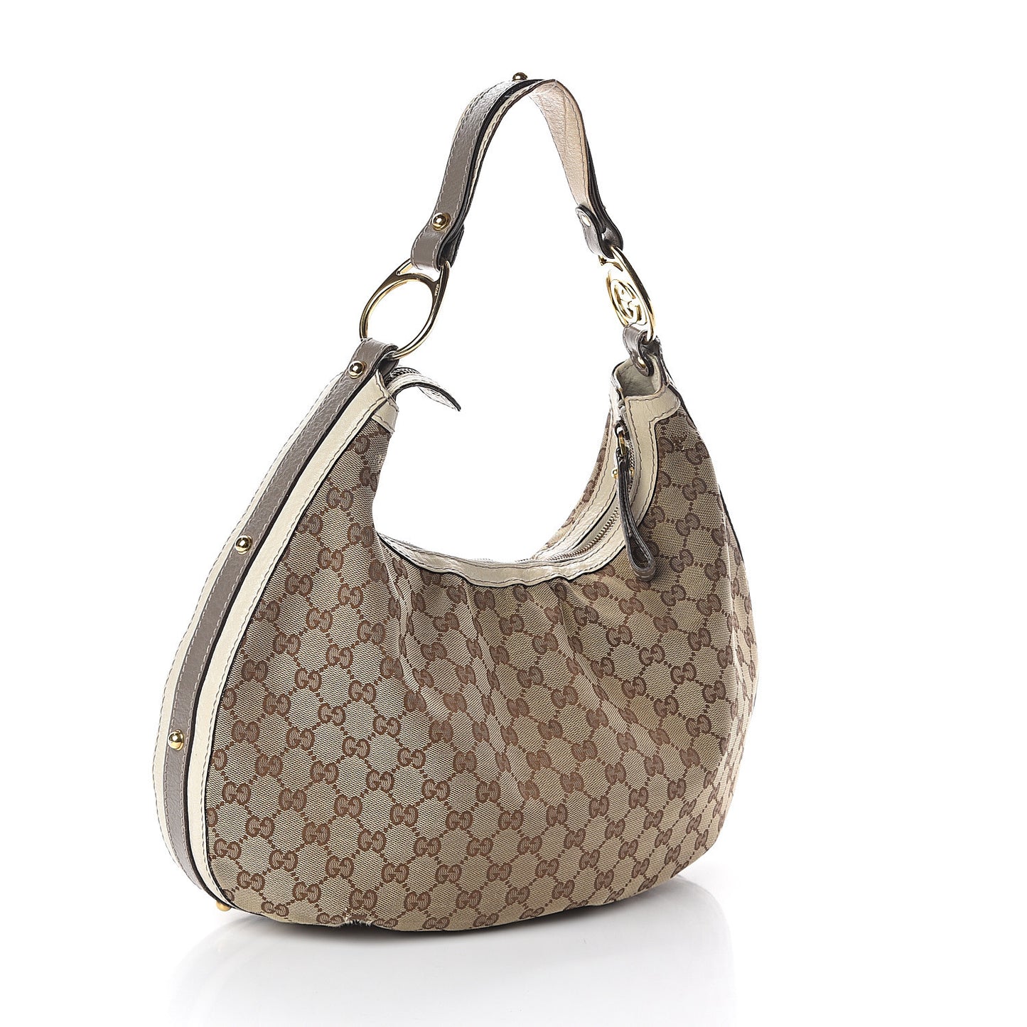 Monogram Medium Interlocking Hobo Off White