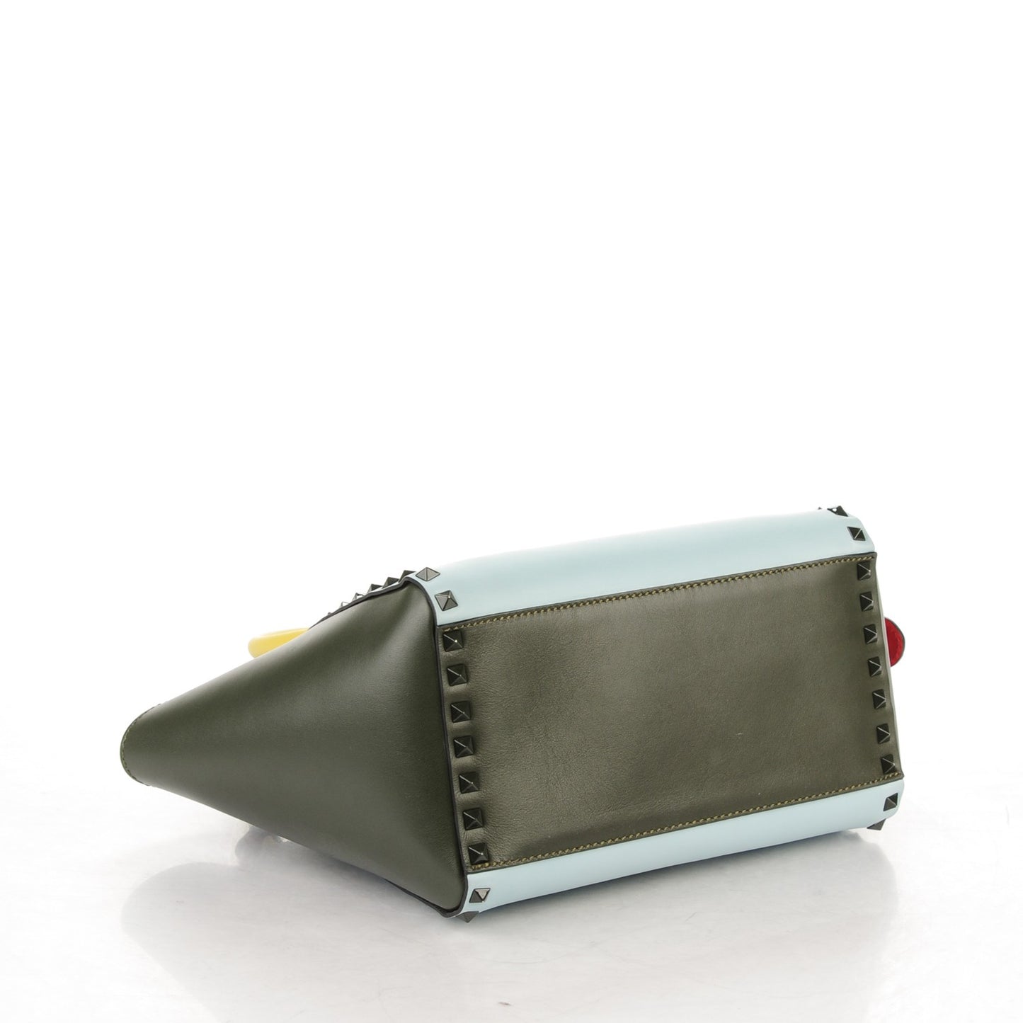 Calfskin Colorblock Small Rockstud Double Handle Tote Multicolor