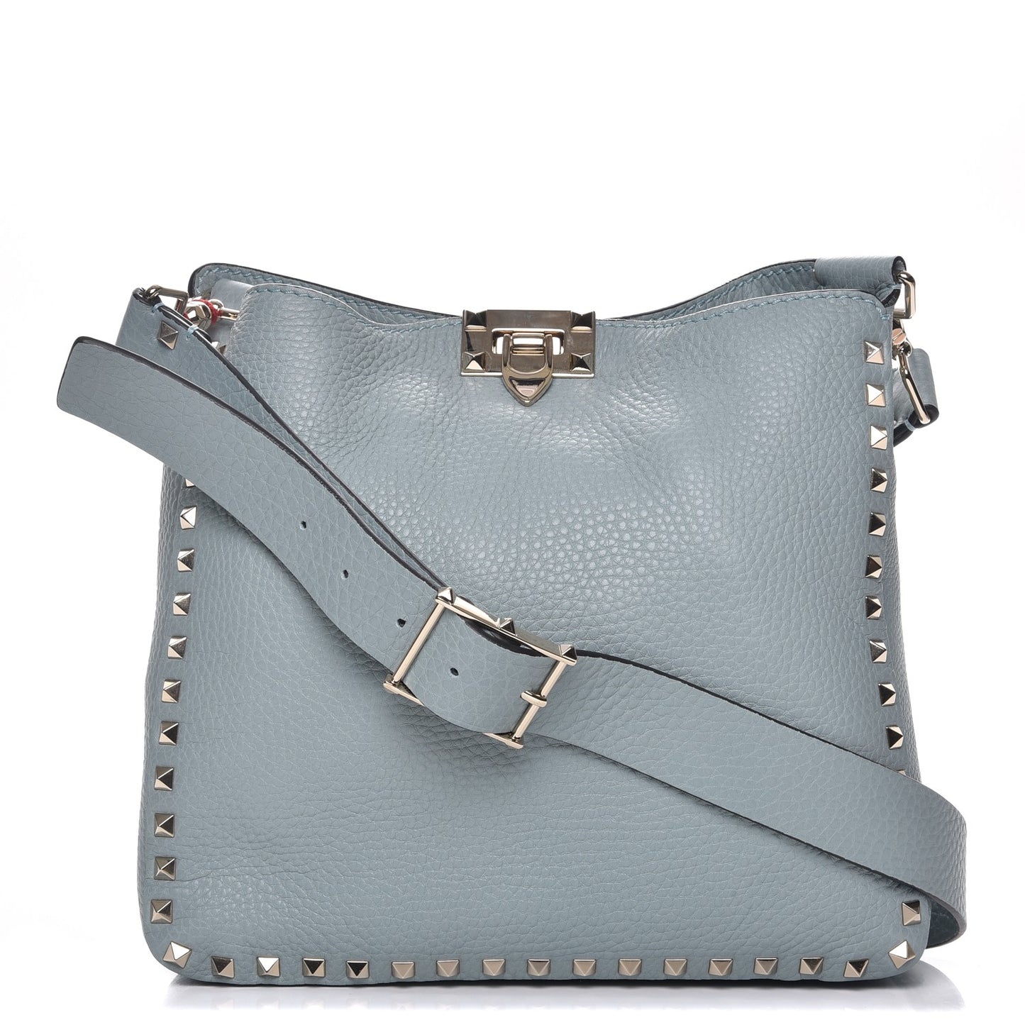 Pebbled Calfskin Small Rockstud Flip-Lock Messenger Bag Nube