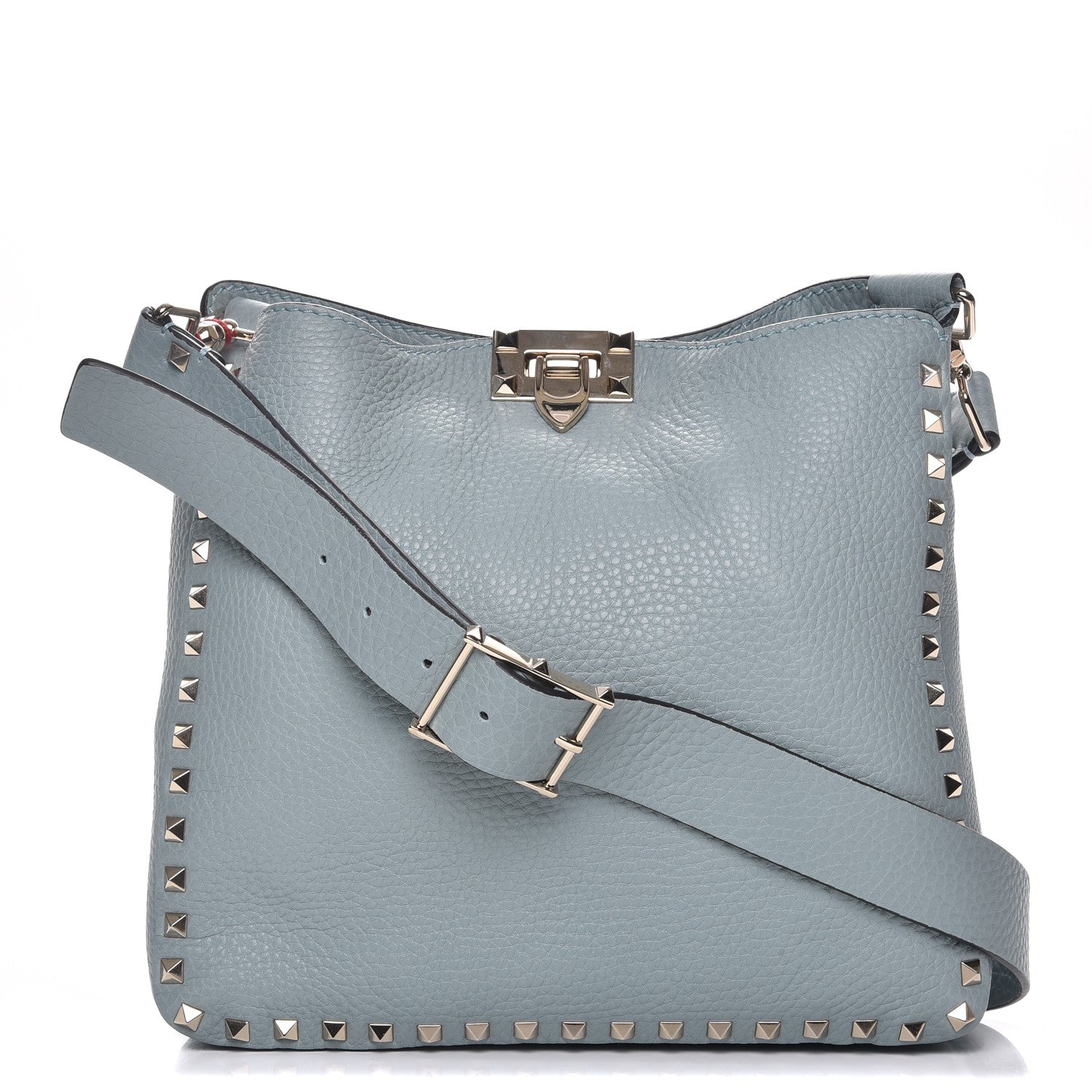 Valentino Garavani Pebbled Calfskin Small Rockstud Flip-Lock Messenger Bag Nube 1 of 7