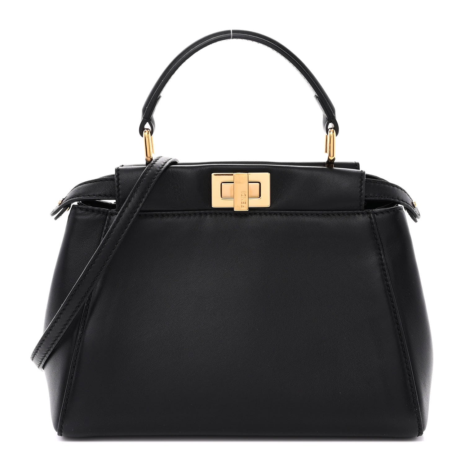 Fendi Nappa Mini Peekaboo Iconic Satchel Black 1 of 10