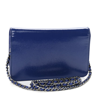 Chanel Patent Caviar Timeless CC Wallet on Chain WOC Blue 3 of 10
