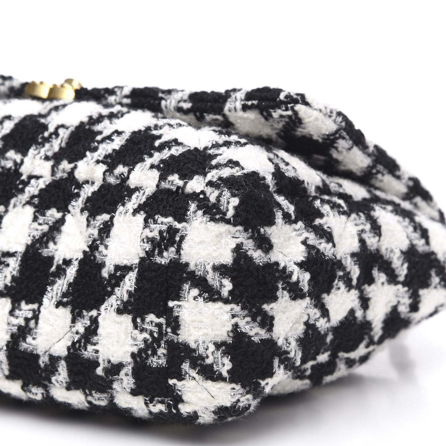 Tweed Quilted Maxi 19 Flap Black Ecru White
