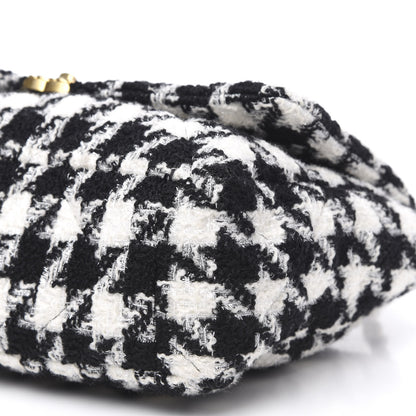Chanel Tweed Quilted Maxi 19 Flap Black Ecru White 9 of 10