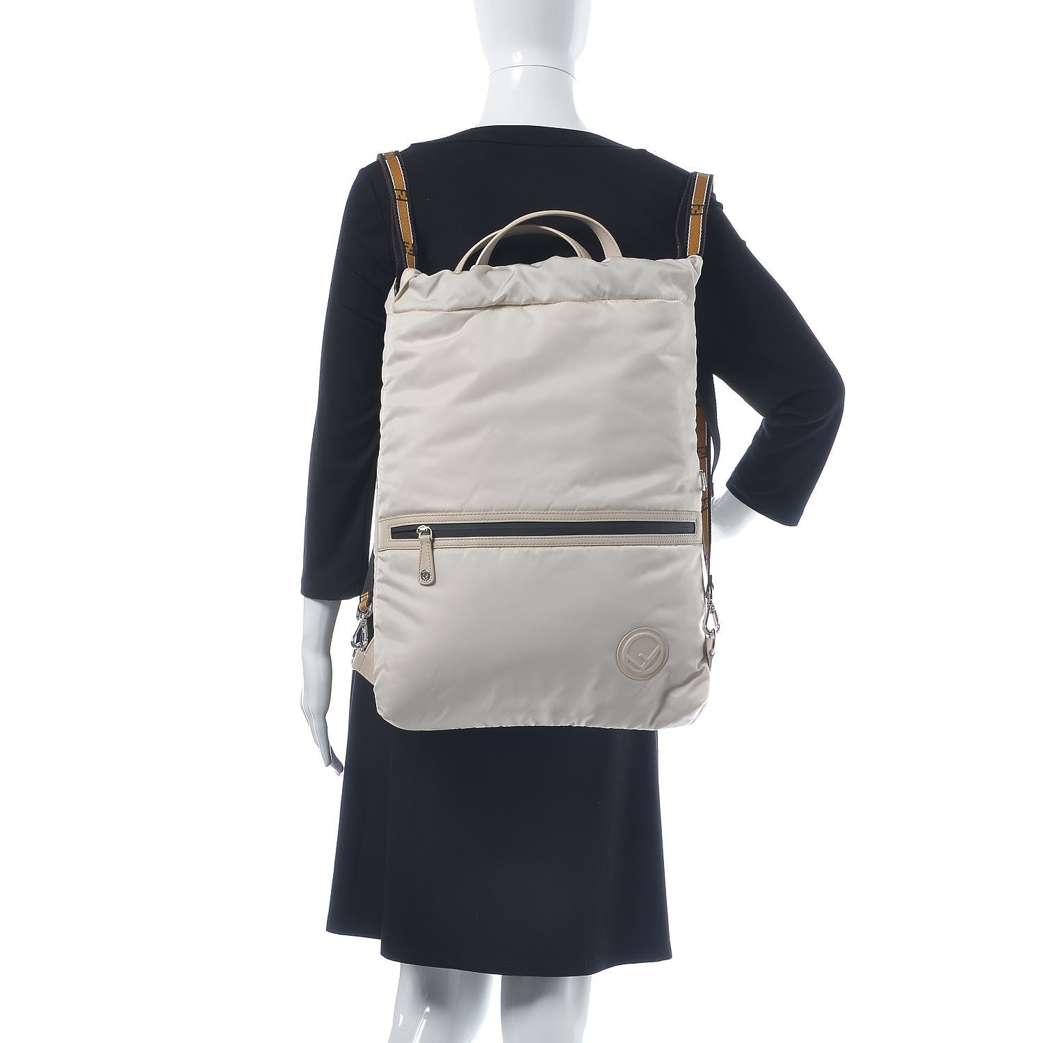 Fendi Nylon Vitello Patch Backpack Black 2 of 11