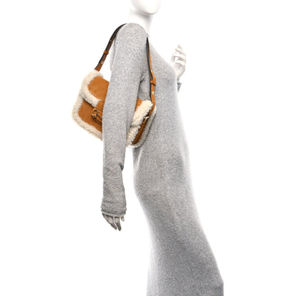 Gucci Suede Shearling Horsebit 1955 Shoulder Bag Honey Beige Milk 3 of 10
