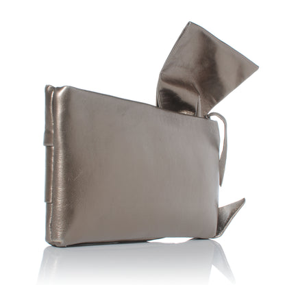 Valentino Garavani Metallic Nappa Bow Clutch Sasso 3 of 7