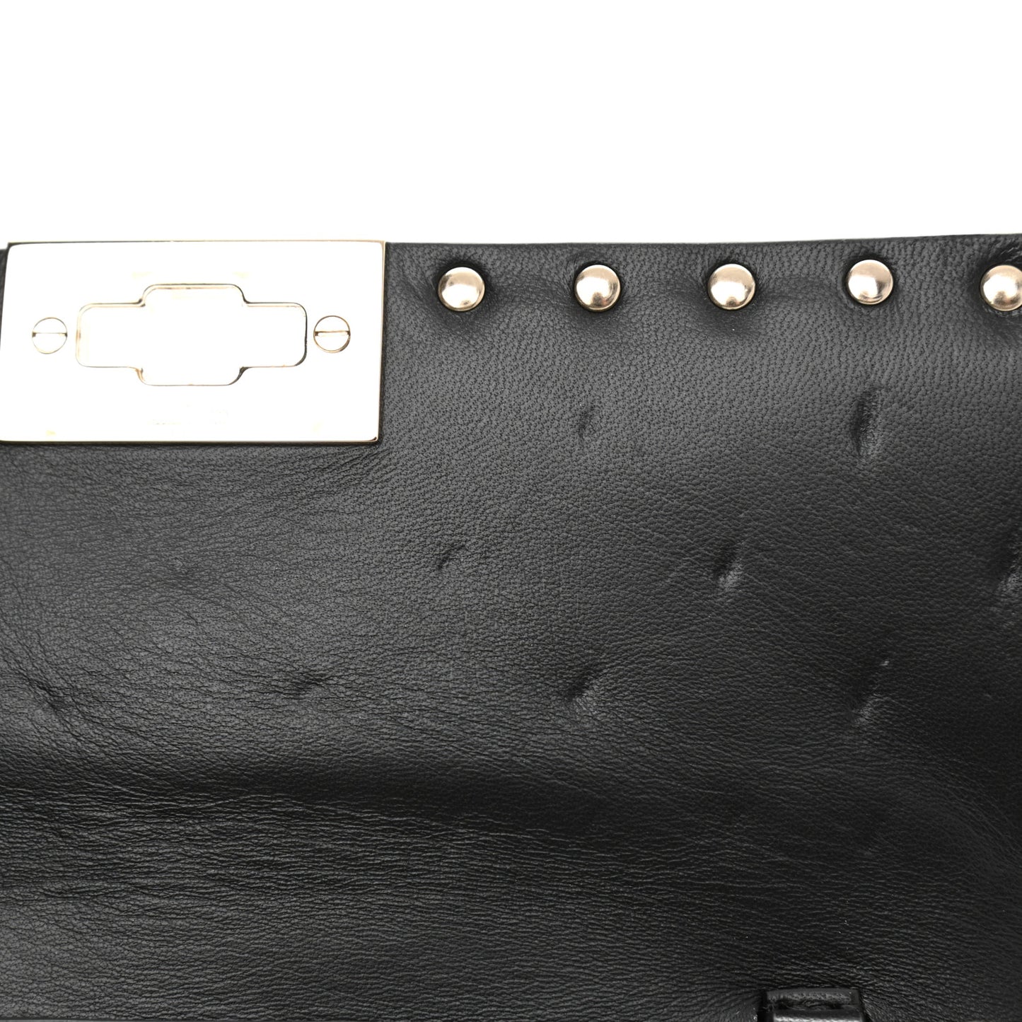 Lambskin Rockstud Spike Wallet on Chain Black