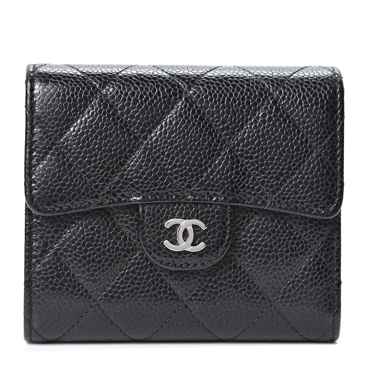 Chanel Caviar Quilted Compact Flap Wallet Black 1 of 9