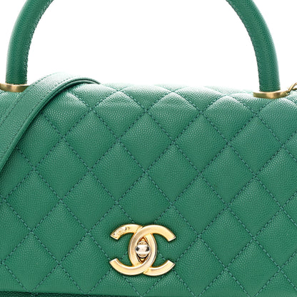 Chanel Caviar Quilted Small Coco Handle Flap Green 9 of 11