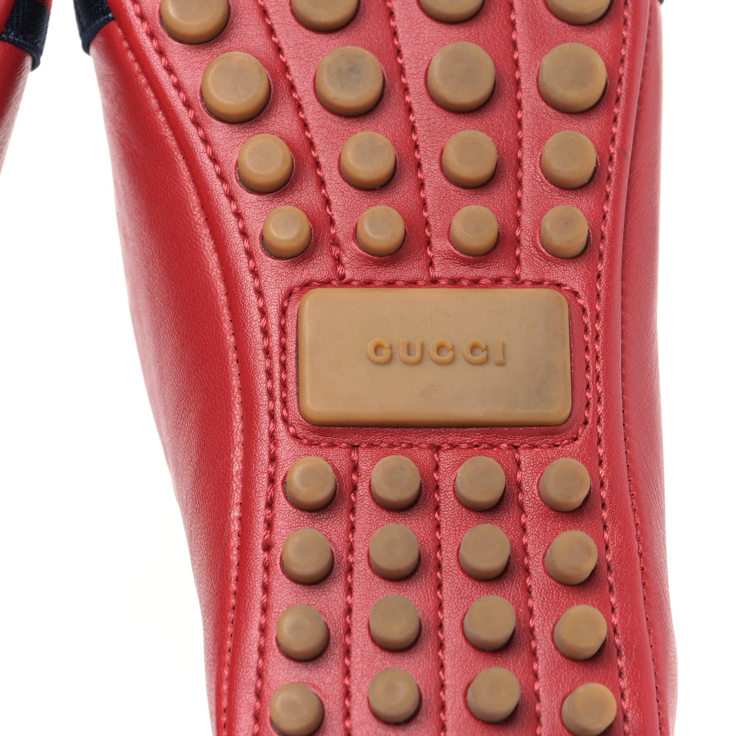 Gucci Calfskin Bayadere Bee Ballerina Flats 37 Hibiscus Red 6 of 8