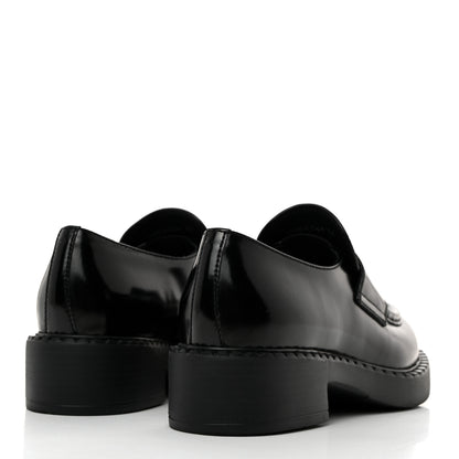 Prada Spazzolato Metal Triangle Logo 50mm Loafers 36 Black 4 of 9