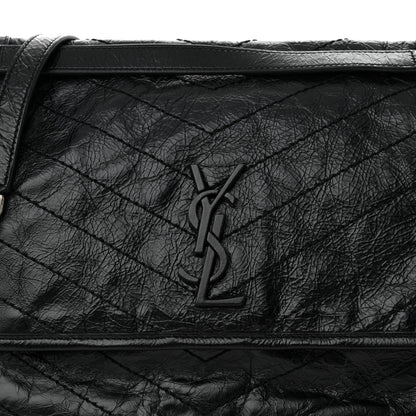Saint Laurent Crinkled Calfskin Matelasse Monogram Large Niki Chain Satchel Black 8 of 11