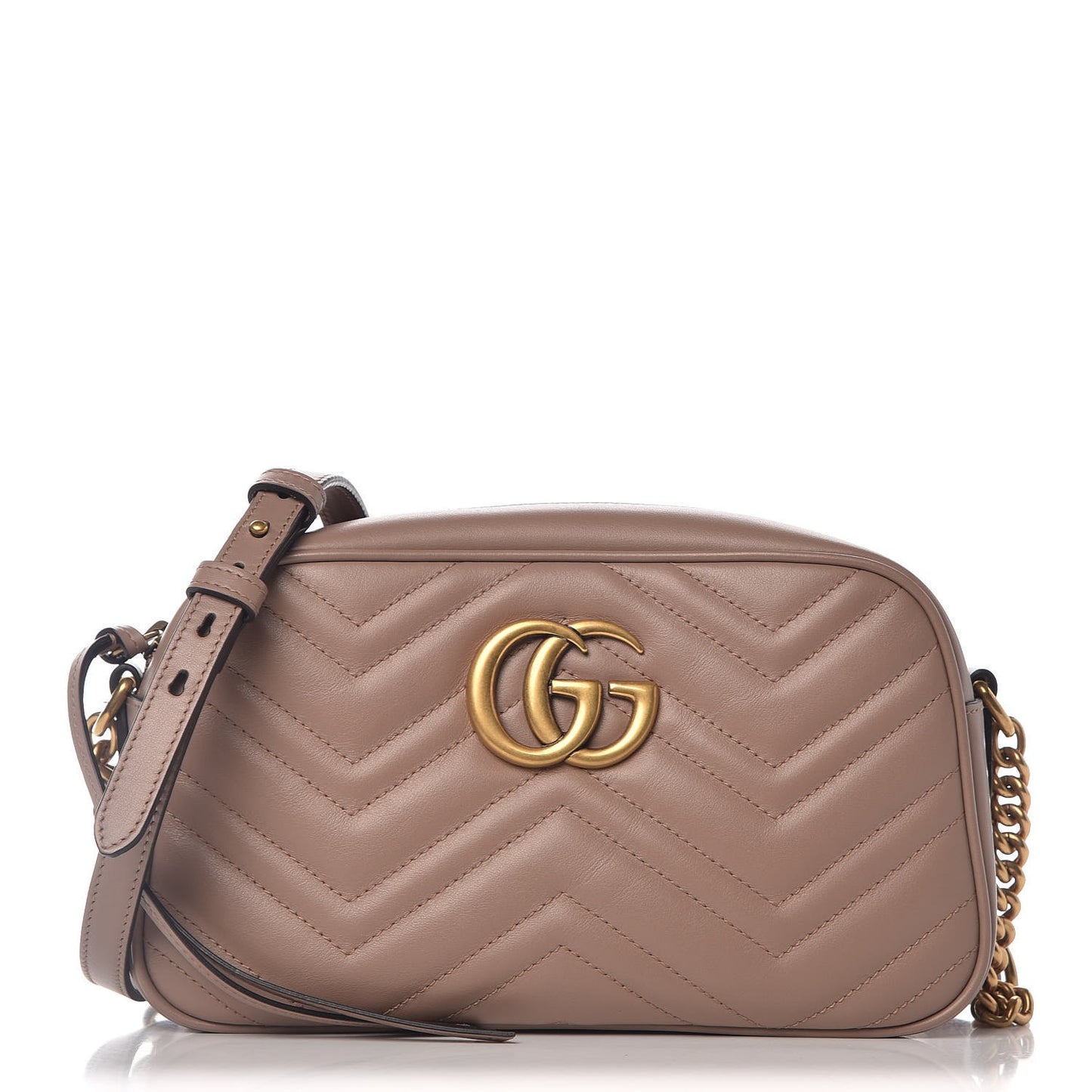 Calfskin Matelasse Small GG Marmont Chain Shoulder Bag Porcelain Rose