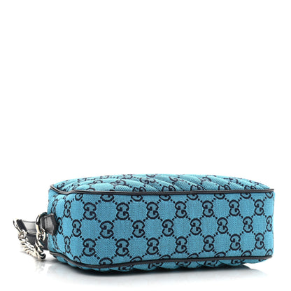 Gucci Monogram Multicolor Matelasse Diagonal Small GG Marmont Chain Shoulder Bag Light Blue 4 of 10