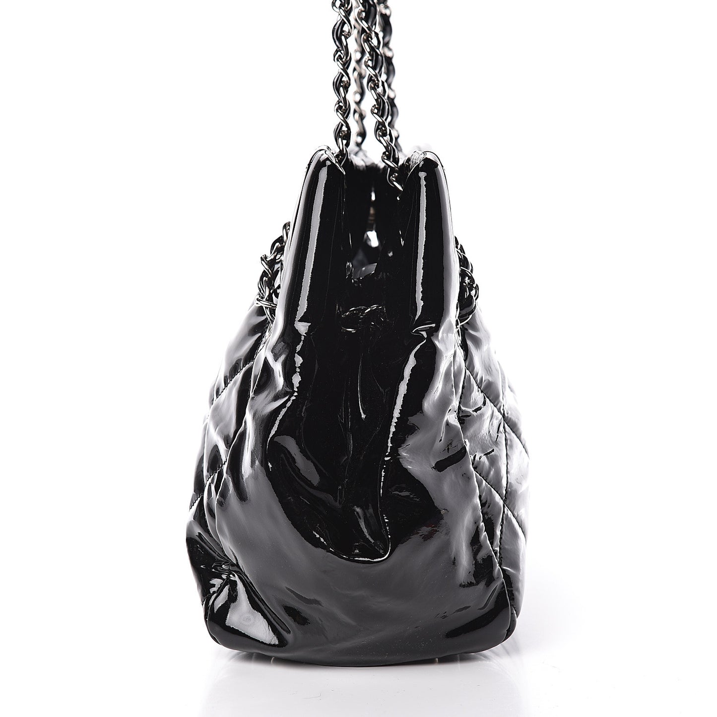 Patent Quilted Medium Cells Tote Black