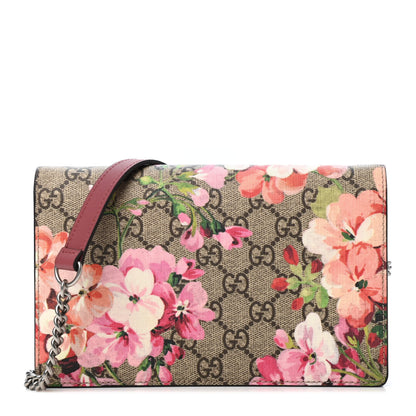 Gucci GG Supreme Monogram Blooms Chain Wallet Beige Multicolor Dry Rose 1 of 4