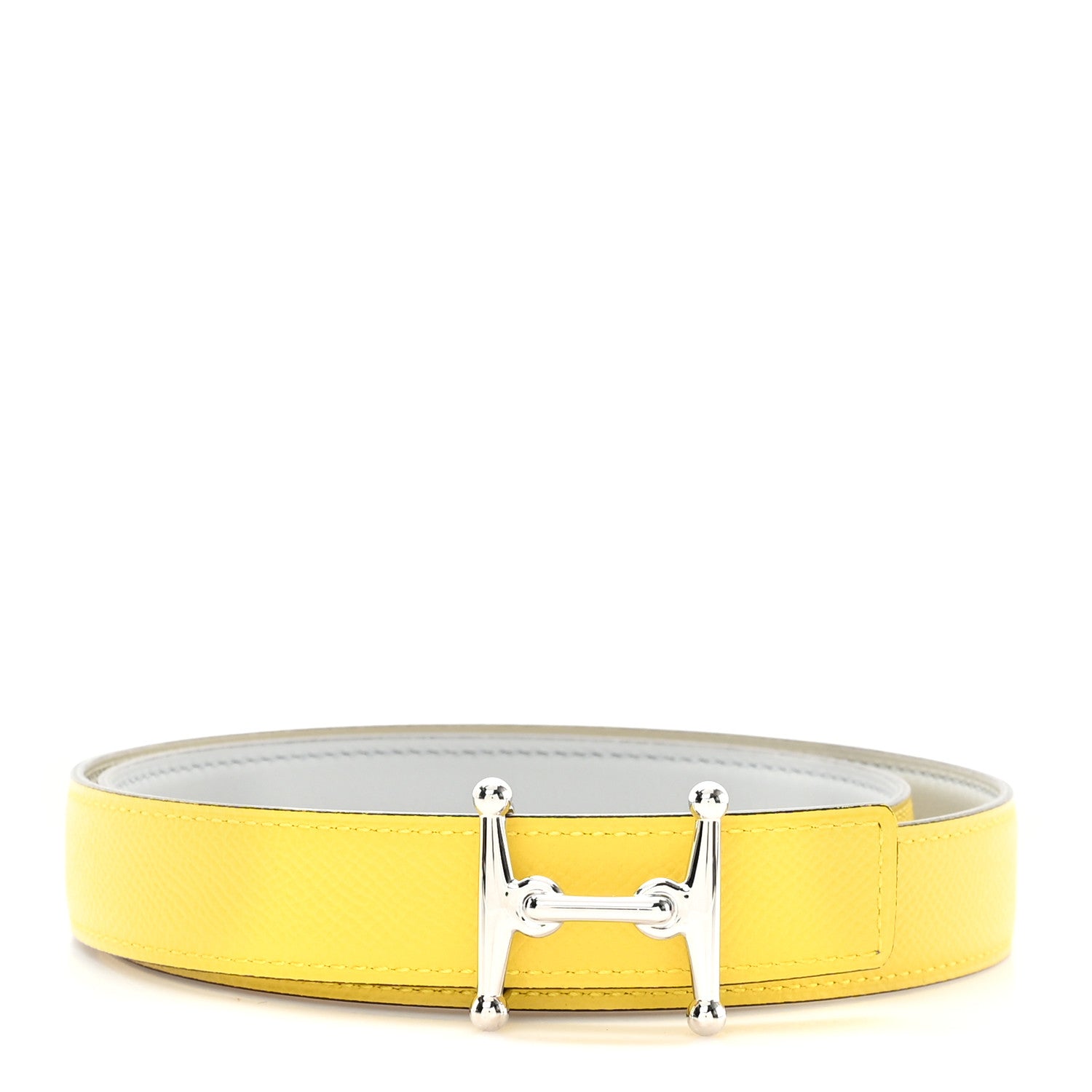 Hermes Epsom Swift 24mm Mors H Belt 80 32 Jaune De Naples Bleu Glacier 1 of 4