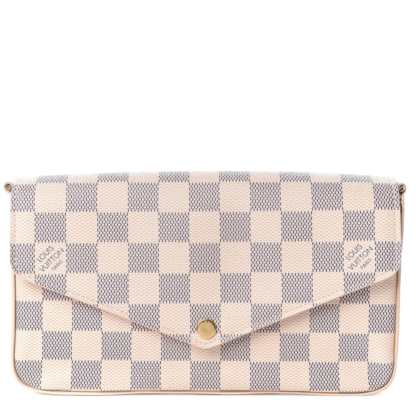 Damier Azur Pochette Felicie Chain Wallet Rose Ballerine
