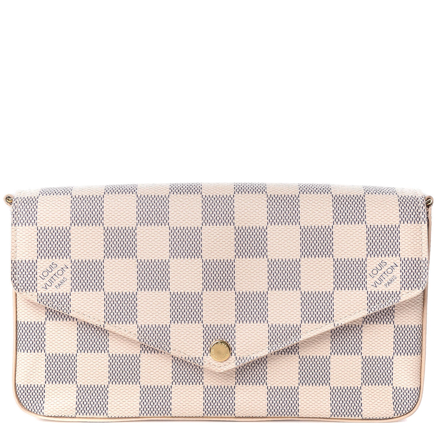 Louis Vuitton Damier Azur Pochette Felicie Chain Wallet Rose Ballerine 1 of 10