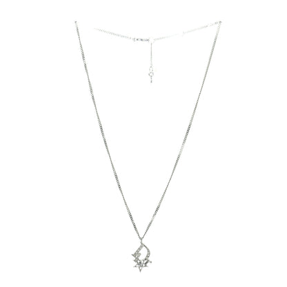 Christian Dior Crystal Logo Star Necklace Silver 3 of 4