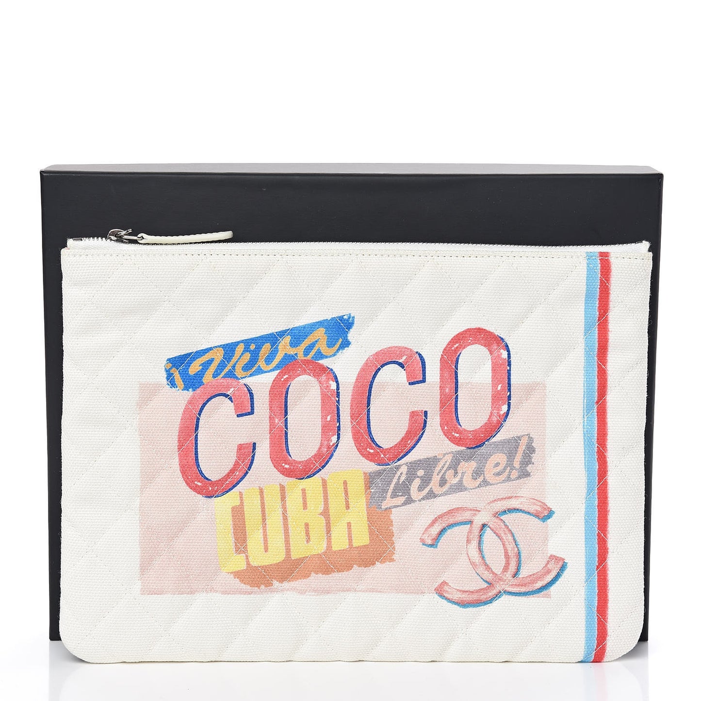 Canvas Medium Coco Cuba Cosmetic Case Yellow Turquoise