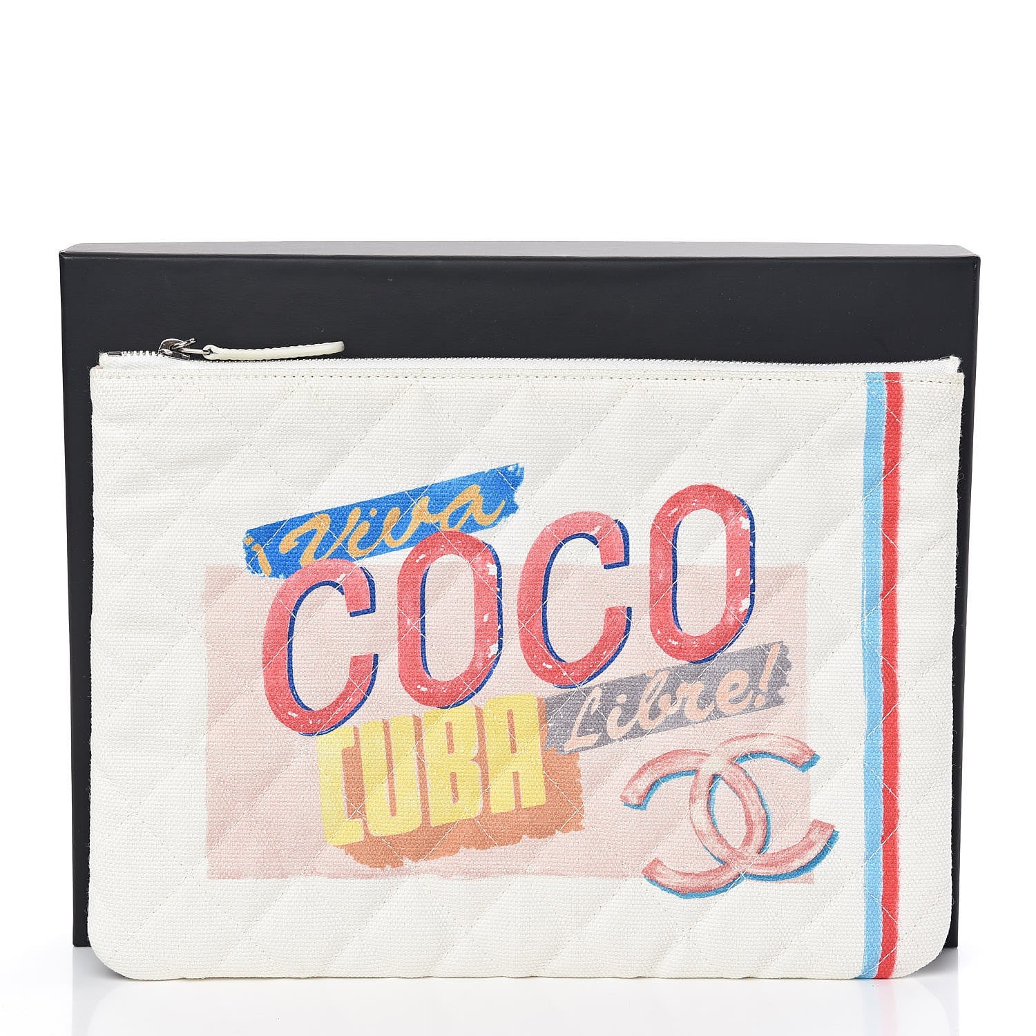 Chanel Canvas Medium Coco Cuba Cosmetic Case Yellow Turquoise 11 of 11