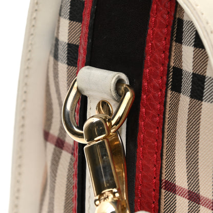 Burberry Haymarket Check Medium Alchester Bowling Bag White Military Red 16 of 16