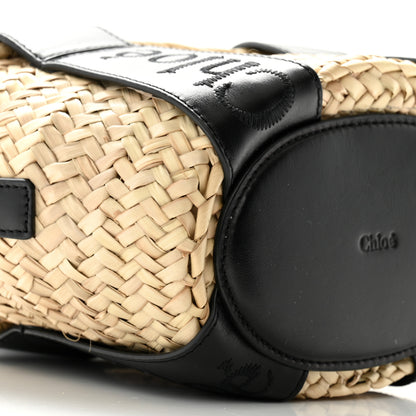Chloe Raffia Smooth Calfskin Small Sense Basket Black 10 of 13