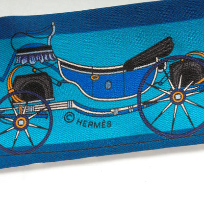 Hermes Silk Voitures Nouvelles Twilly Bleu Roy Canard Black 5 of 6