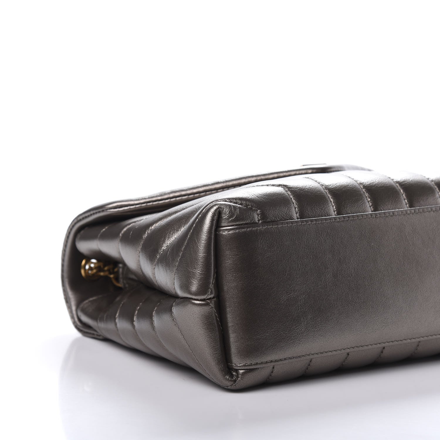 Saint Laurent Metallic Calfskin Y Quilted Monogram Small Loulou Chain Satchel Brown Metallic 6 of 11
