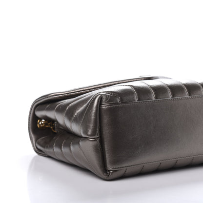 Saint Laurent Metallic Calfskin Y Quilted Monogram Small Loulou Chain Satchel Brown Metallic 6 of 11