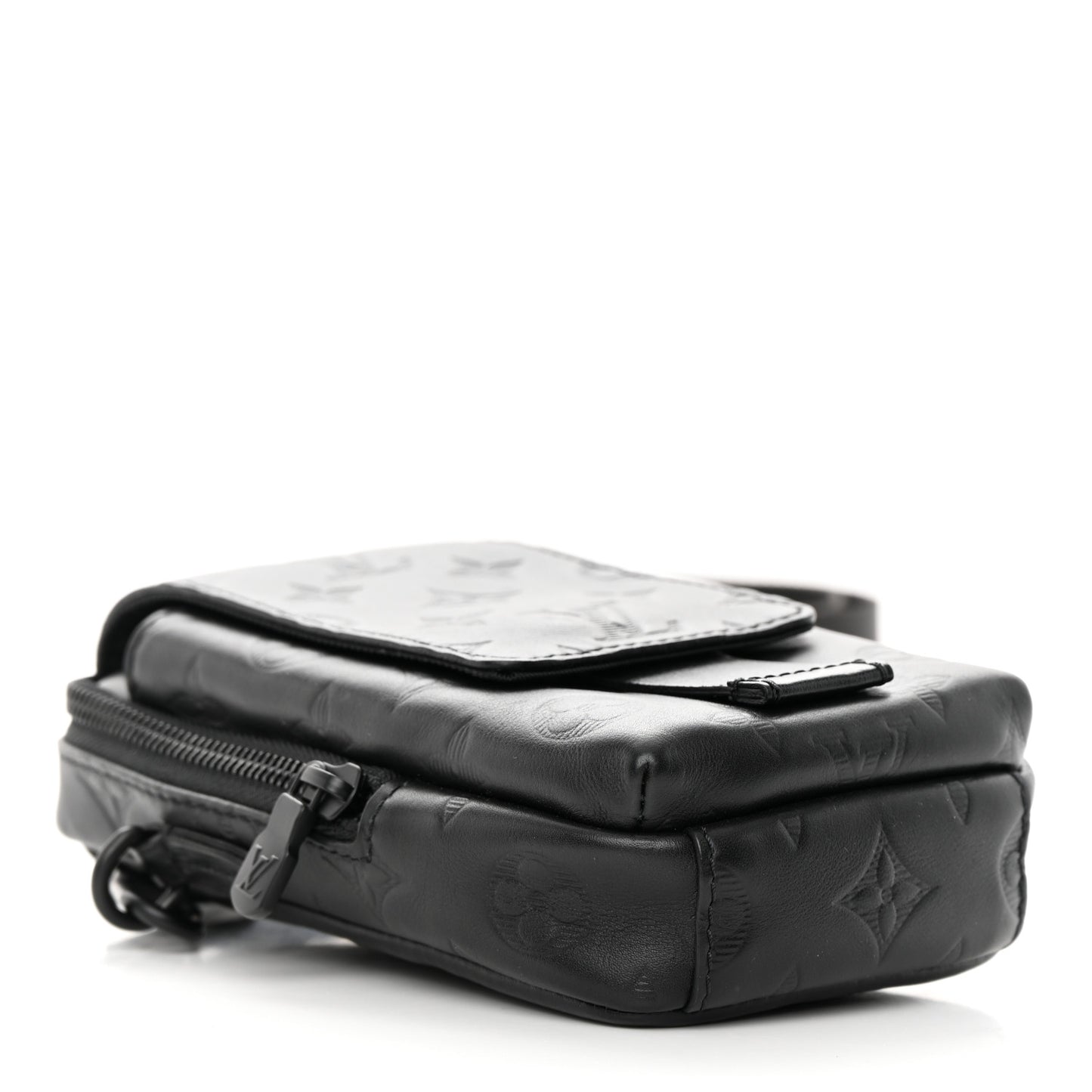 Calfskin Monogram Shadow Double Phone Pouch NM Black