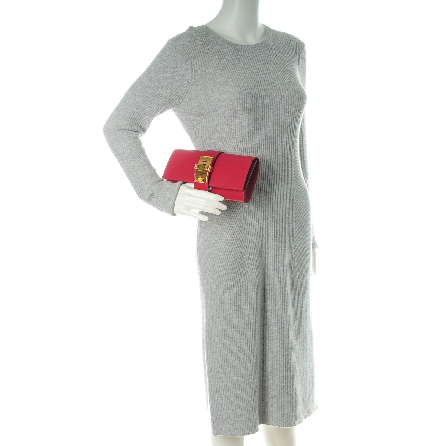 Hermes Tadelakt Medor 23 Clutch Rouge Vif 2 of 10