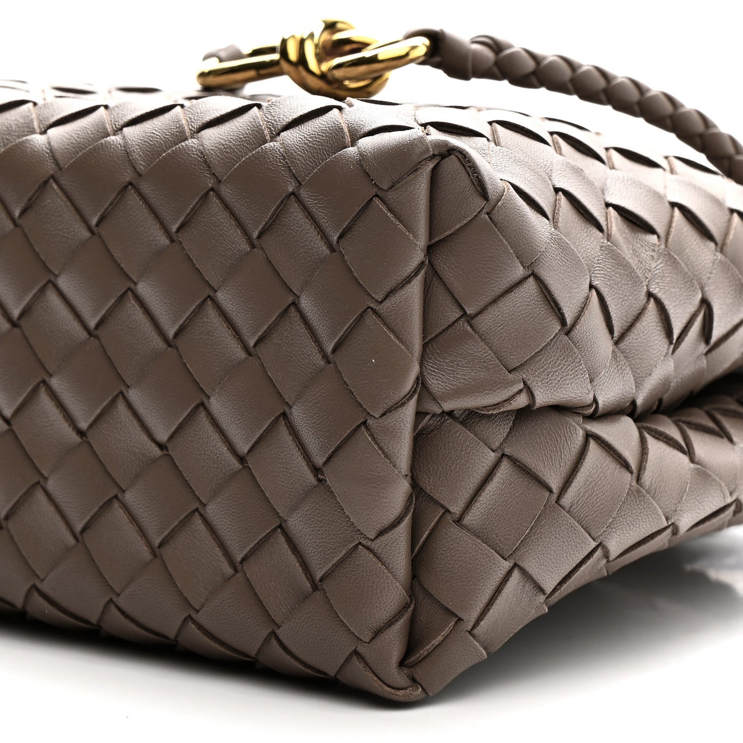 Nappa Intrecciato Small Andiamo Shoulder Bag Taupe Grey
