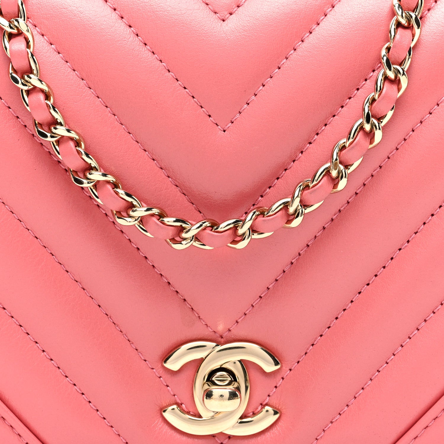 Chanel Calfskin Chevron Quilted Mini Statement Flap Pink 8 of 11