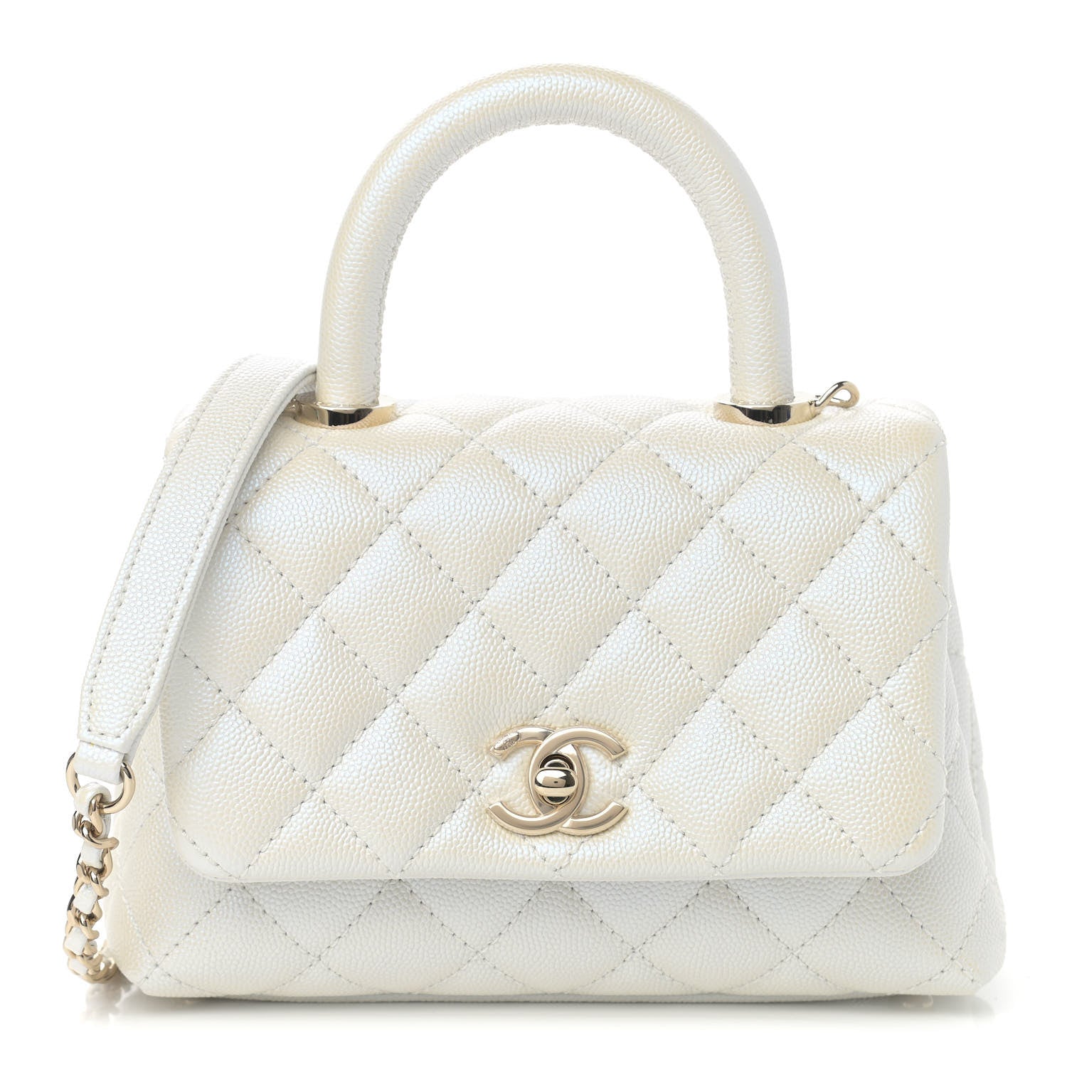 Chanel Iridescent Caviar Quilted Extra Mini Coco Handle Flap White 1 of 11