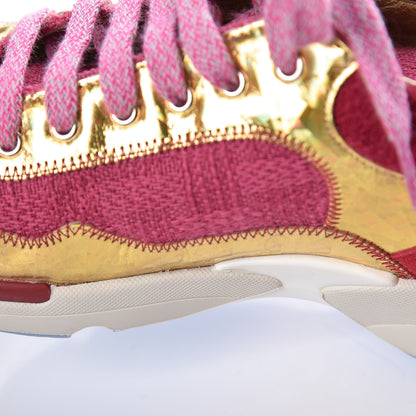 Chanel Tweed Suede Calfskin Sneakers 38 Dark Pink 10 of 14