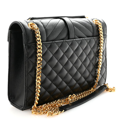 Saint Laurent Grain De Poudre Textured Mixed Matelasse Triquilt Medium Monogram Satchel Black 3 of 9