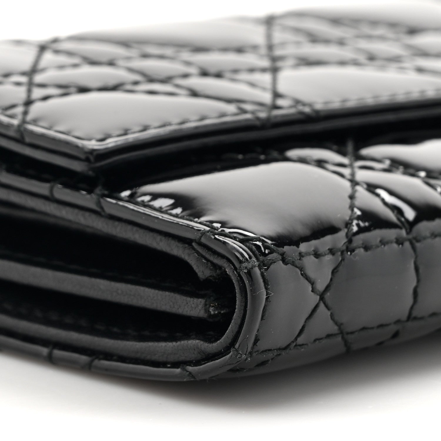 Christian Dior Patent Lambskin Cannage Lady Dior Rendezvous Wallet On Chain Black 11 of 13