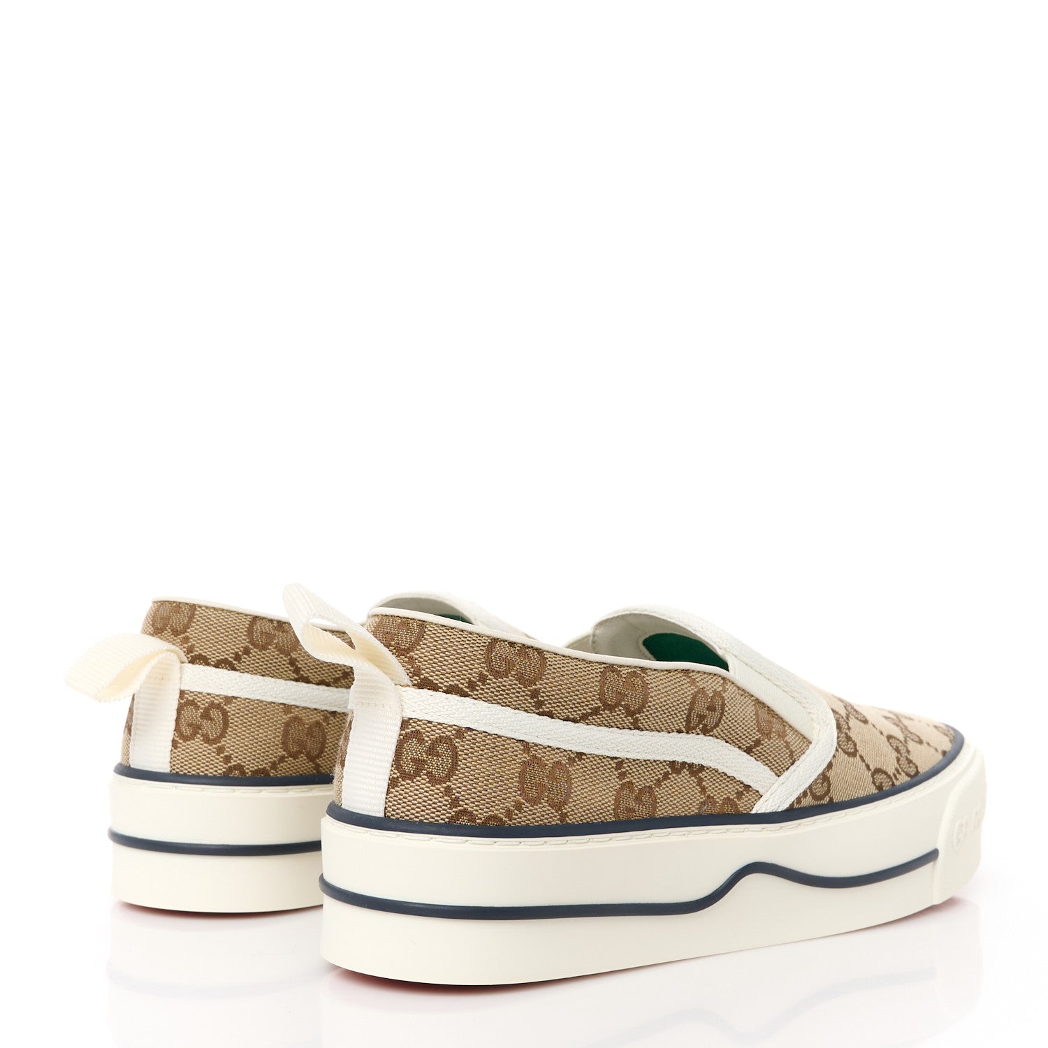Gucci GG Monogram Womens 1977 Tennis Slip On 30mm Sneakers 37.5 Beige Ebony Mystic White 4 of 9