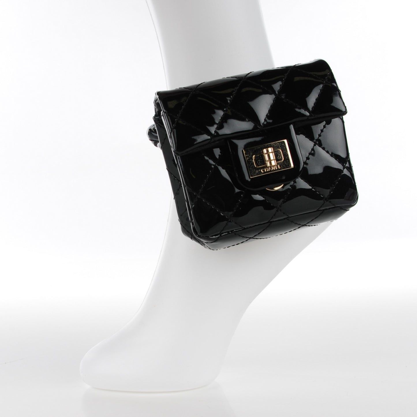 Patent Quilted 2.55 Ankle Wrist Bag Black
